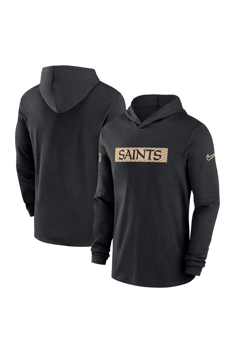 Men's Nike Black New Orleans Saints Sideline Hoodie Performance Long Sleeve T-Shirt, Main, color, Black