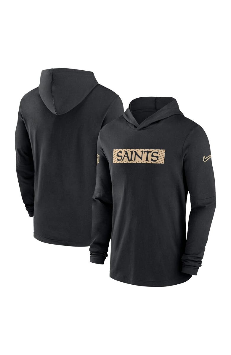 Nike Men's Nike Black New Orleans Saints Sideline Hoodie Performance Long Sleeve T-Shirt, Main, color, Black