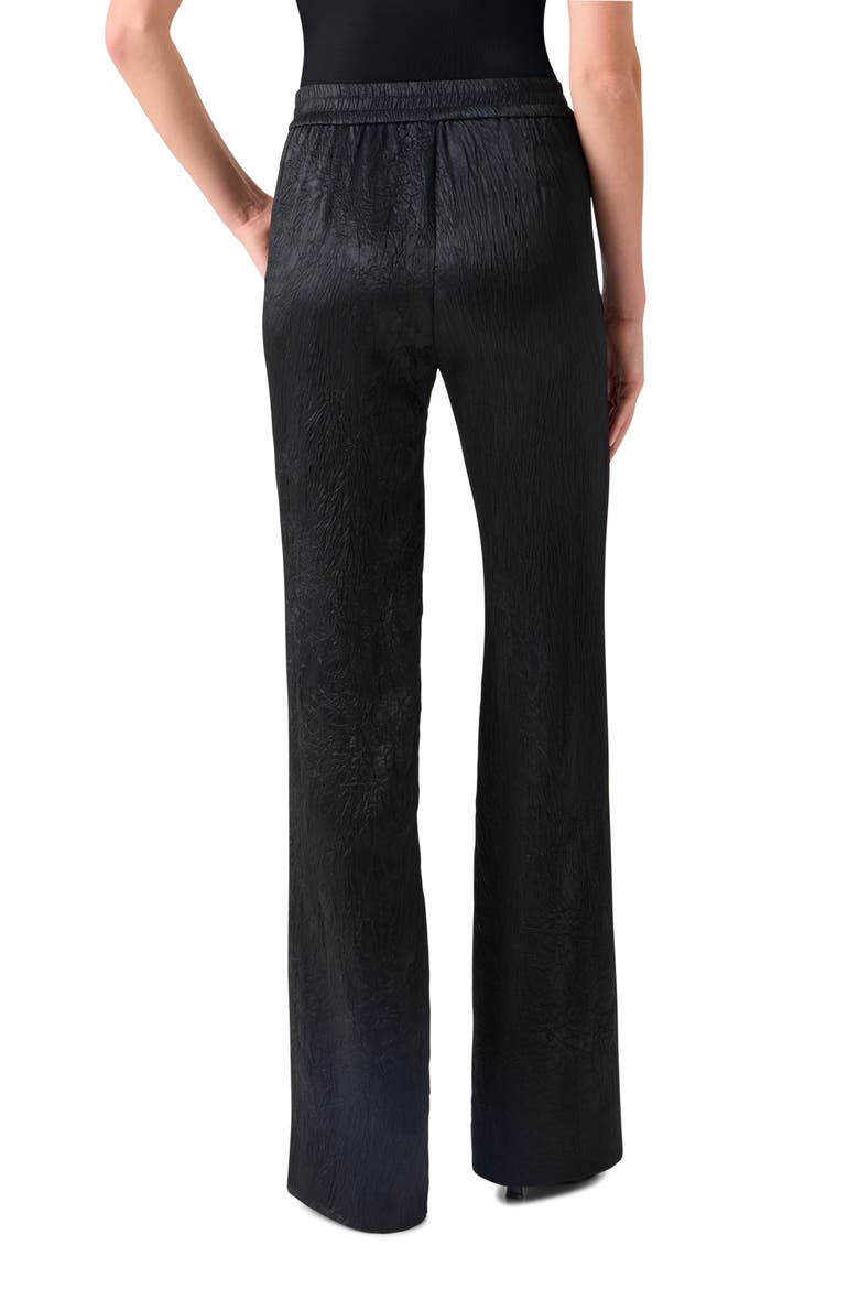 Marla Crinkled Satin Straight Leg Pants, Alternate, color, BLACK
