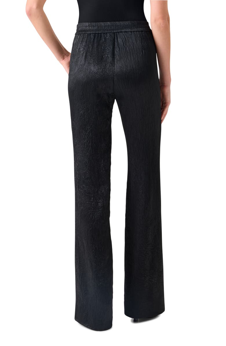 Akris punto Marla Crinkled Satin Straight Leg Pants, Alternate, color, Black