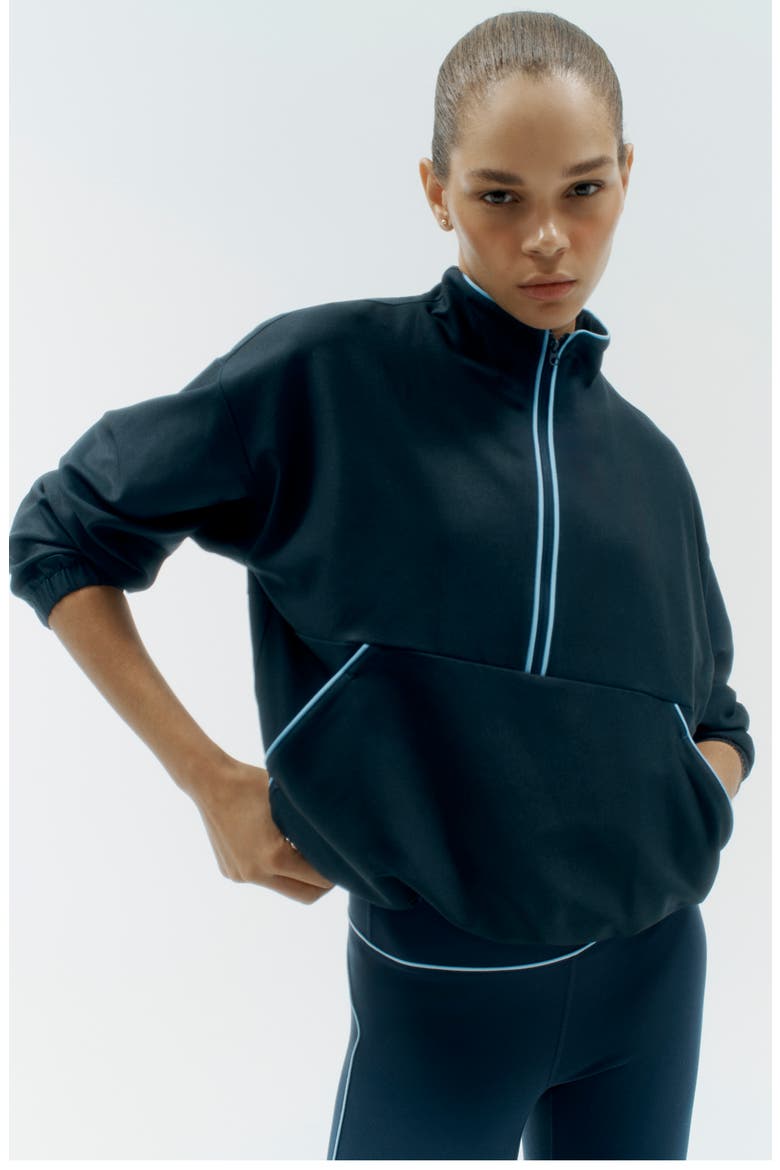 Piped Half Zip Pullover, Alternate, color, NAVY SAPPHIRE