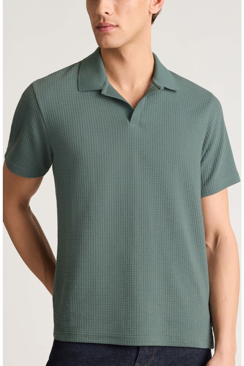 Johnny Collar Waffle Knit Polo, Main, color, BALSAM GREEN 18-5606 TCX