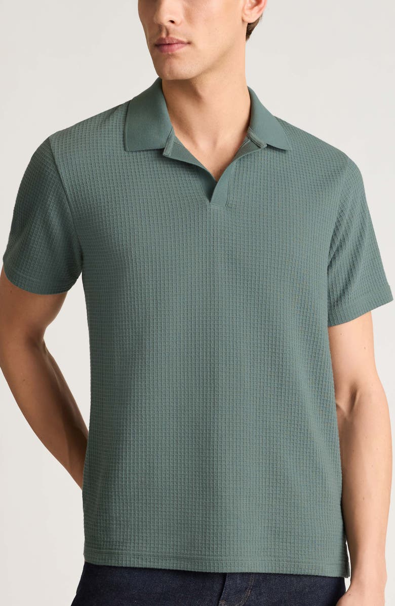 Bonobos Johnny Collar Waffle Knit Polo, Main, color, Balsam Green 18-5606 Tcx