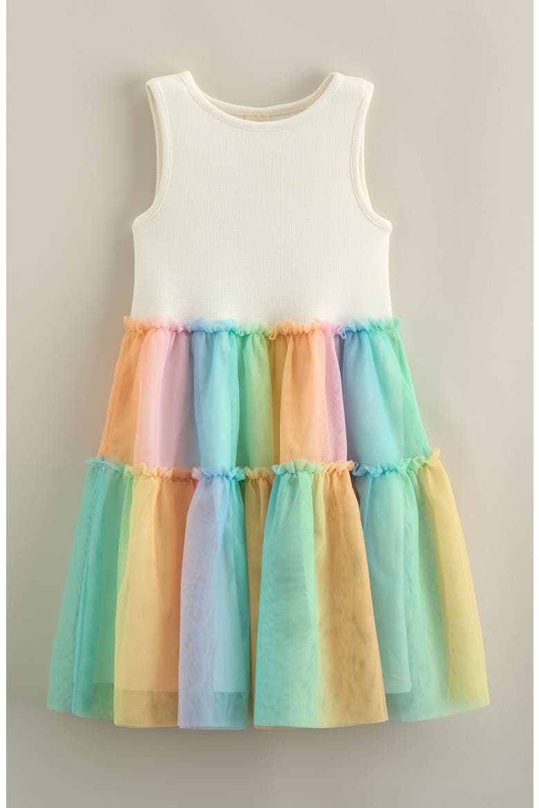 Kids' Tiered Rainbow Tutu Dress, Main, color, IVORY- PINK MULTI