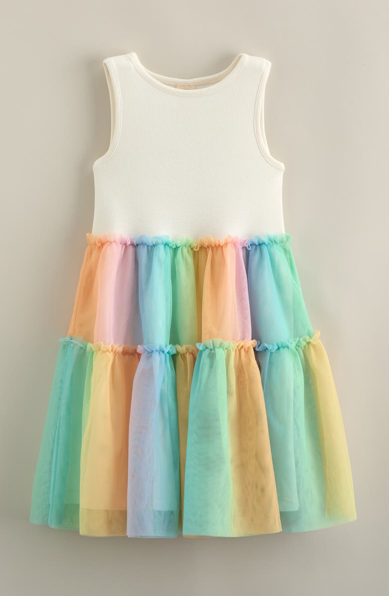 Tucker + Tate Kids' Tiered Rainbow Tutu Dress, Main, color, Ivory- Pink Multi
