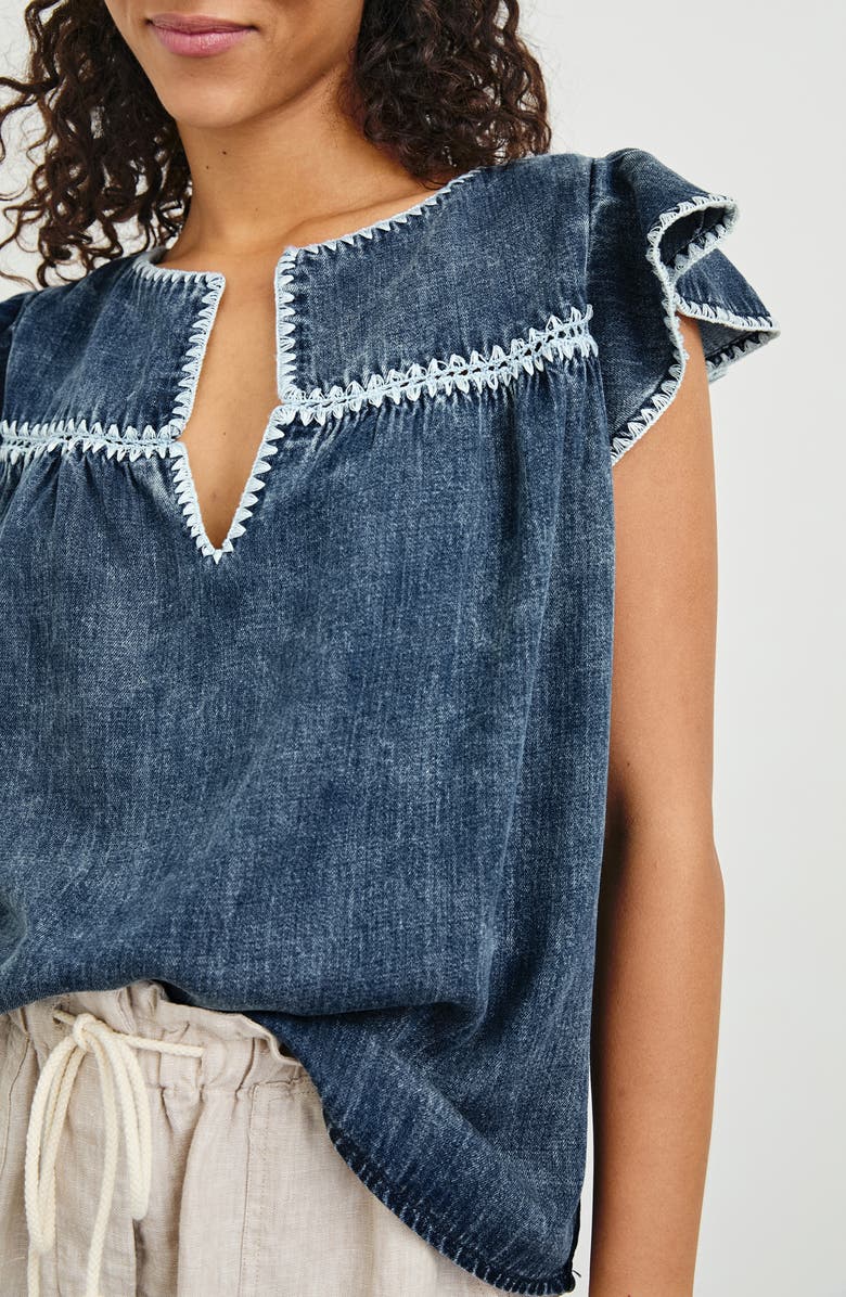 Rails Tafia Embroidered Popover Top, Alternate, color, Classic Blue