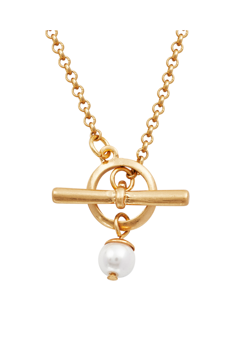 Pearl Toggle Charm Necklace, Alternate, color, Gold