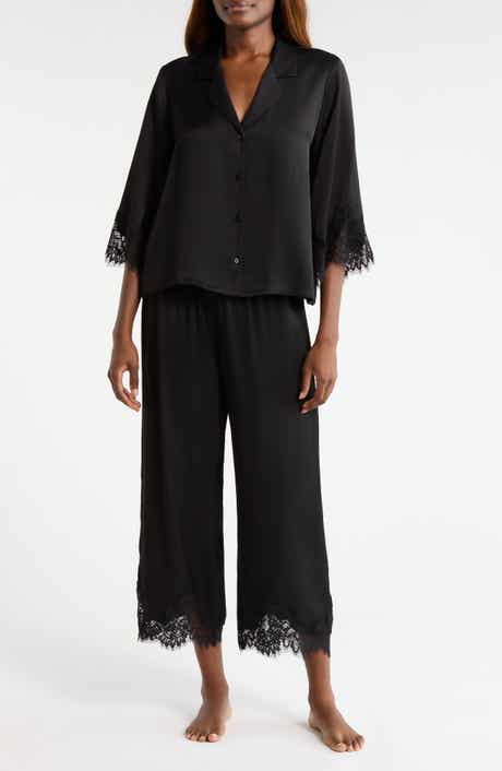 Midnight Lace Satin Pajamas