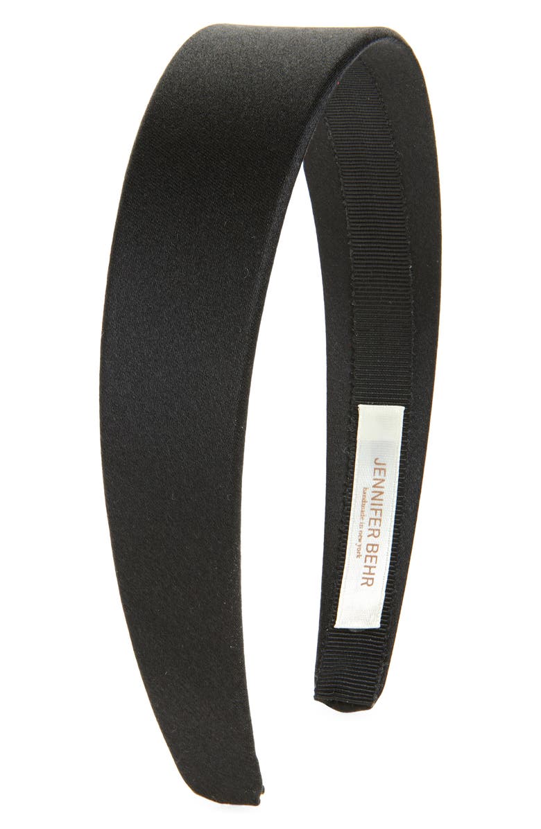 Jennifer Behr Lydia Satin Headband, Main, color, Black