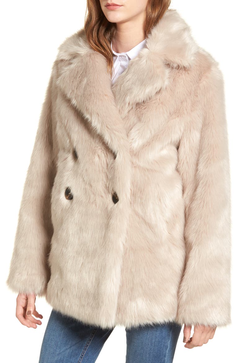 Faux Fur Coat, Alternate, color, CREAM