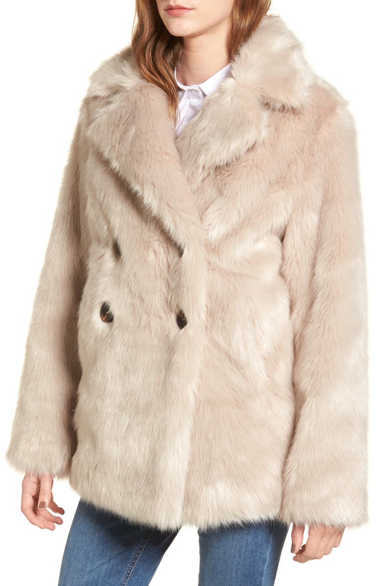LOST INK Faux Fur Coat, Alternate, color, 
