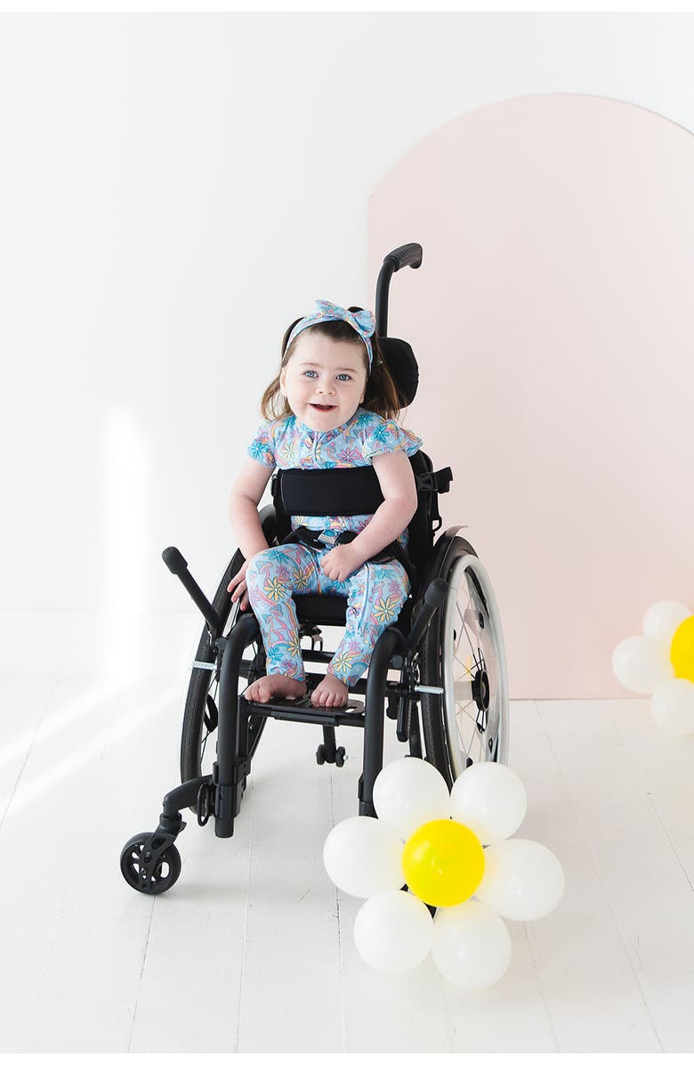 Charlie Lou Baby<sup>®</sup> Groovy Fall After All Flutter Sleeve Zip Romper, Alternate, color, Blue