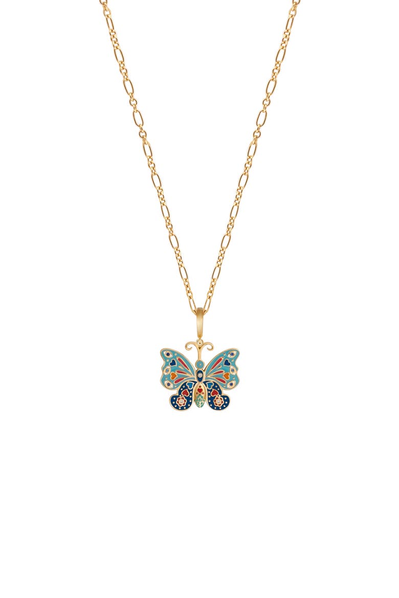 Vibrant Awakening Butterfly Charm Necklace, Main, color, Gold/Multicolor