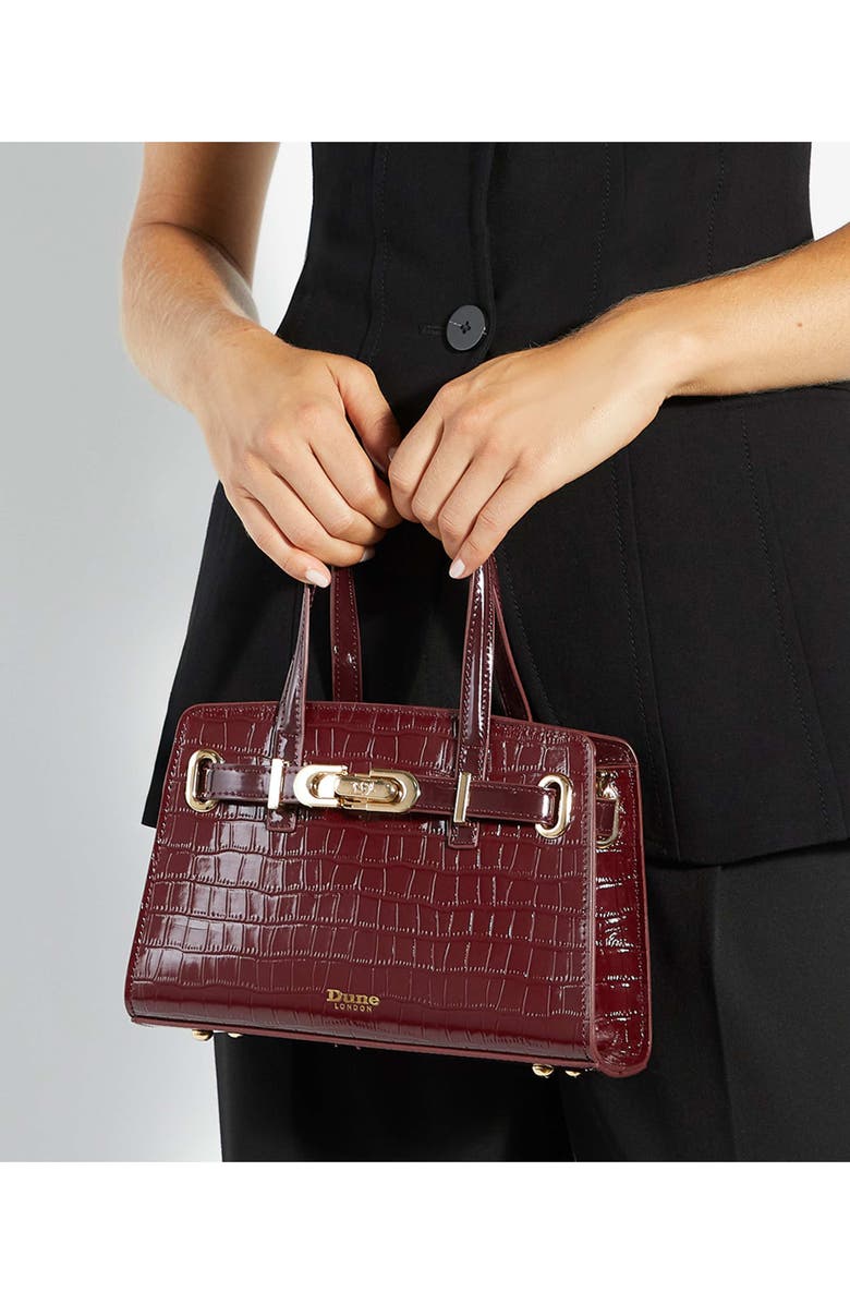Dune London Dinkydefine Croc Embossed Tote, Alternate, color, Burgundy
