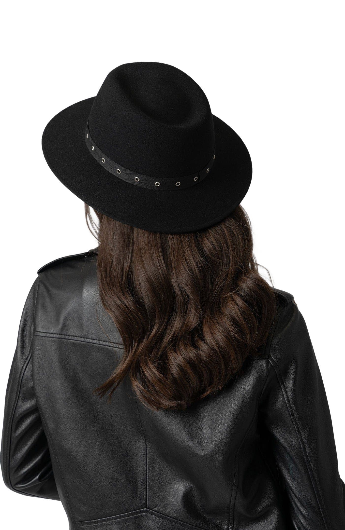 Saint + Sofia Ramona Studded Hat, Alternate, color, Black