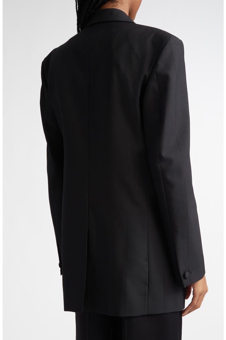 Metallic Pinstripe One-Button Blazer, Alternate, color, BLACK
