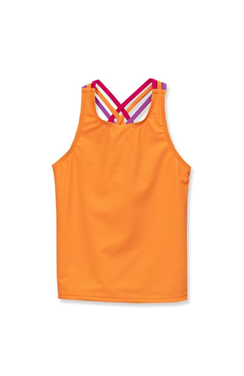 Girls Chlorine Resistant Strappy X-Back Tankini Top