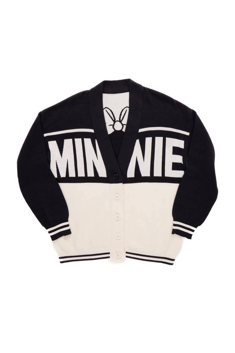Minnie Mouse Cardigan Sweater, Alternate, color, Minnie Black White
