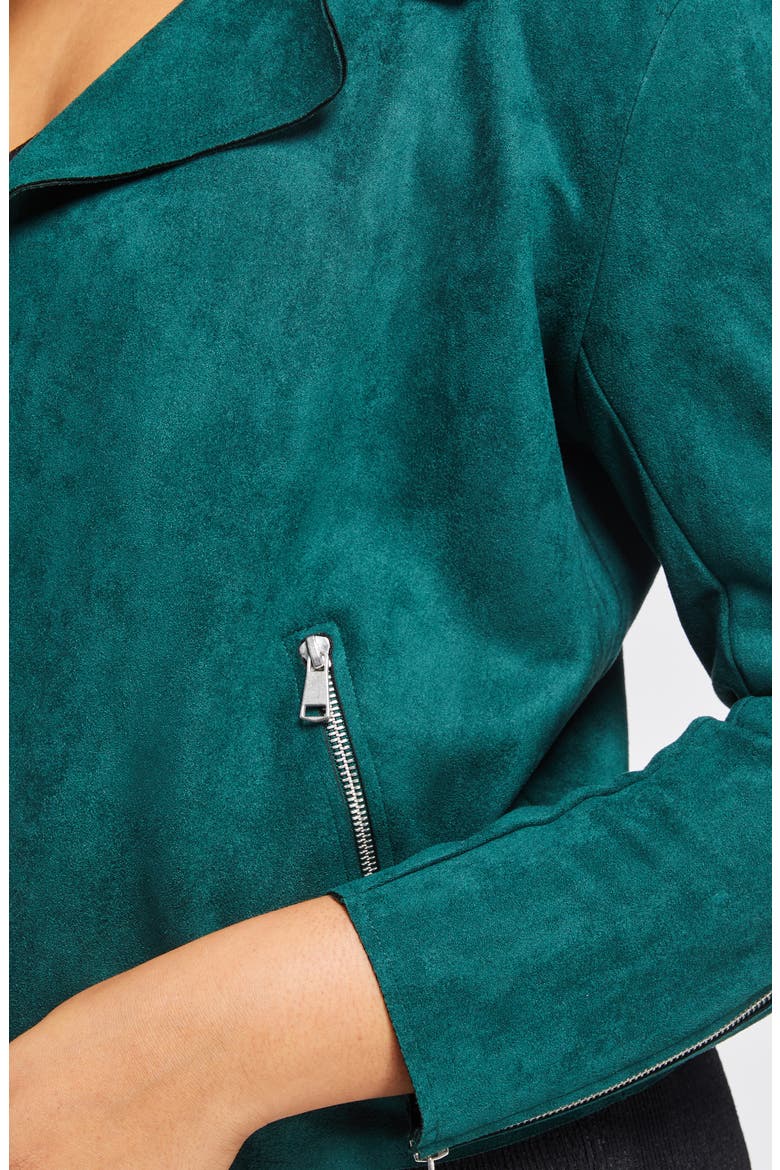 San Diego Faux Suede Biker Jacket, Alternate, color, TEAL