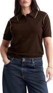 MANGO Contrast Tipped Polo Sweater