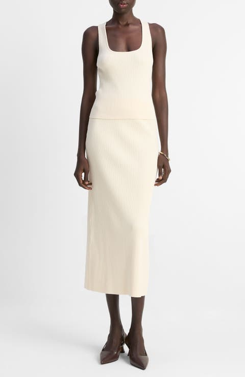 Rib Sweater Midi Skirt