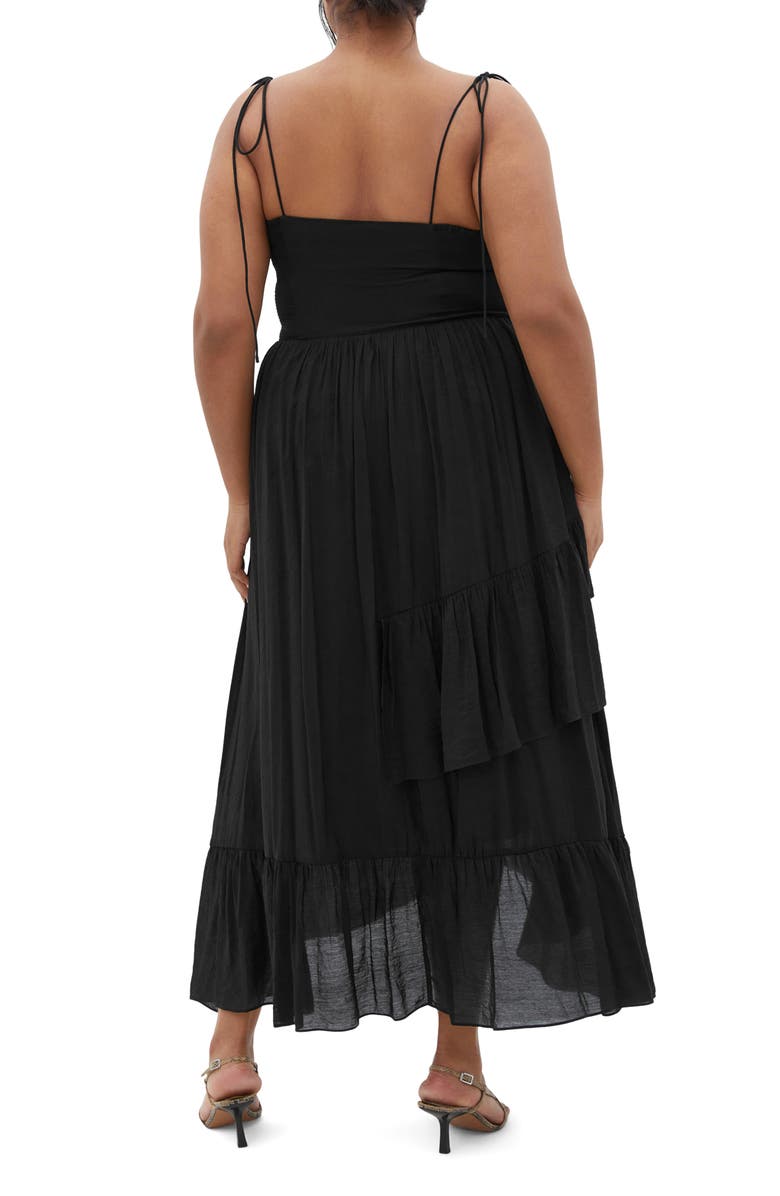 City Chic Hailey Tie Strap High-Low Maxi Dress, Alternate, color, Black