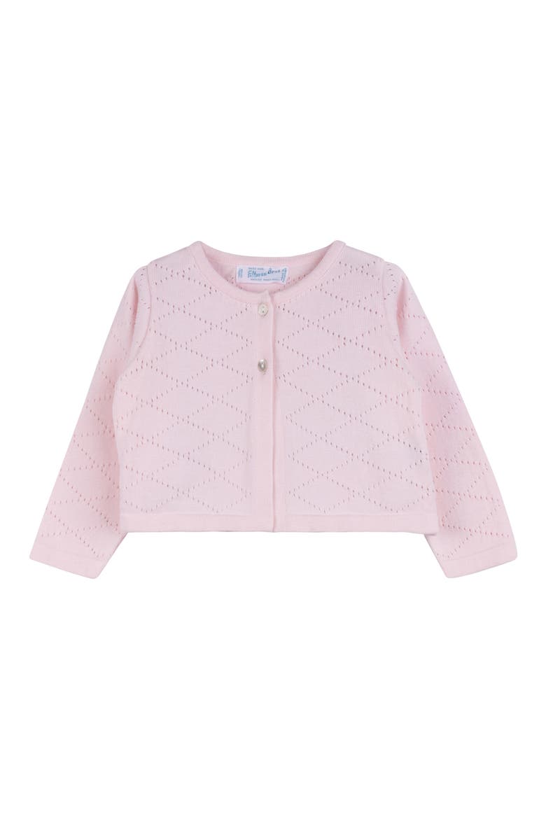 Pointelle Crop Cotton Cardigan, Main, color, PINK