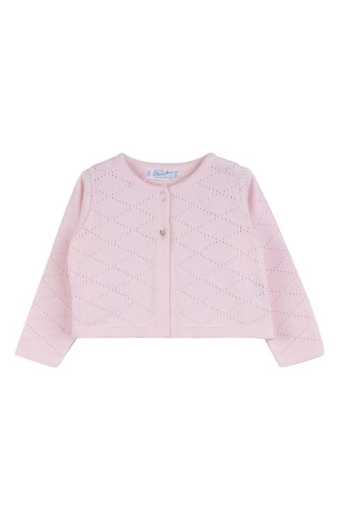 Cotton Pointelle Crop Cardigan (Baby)
