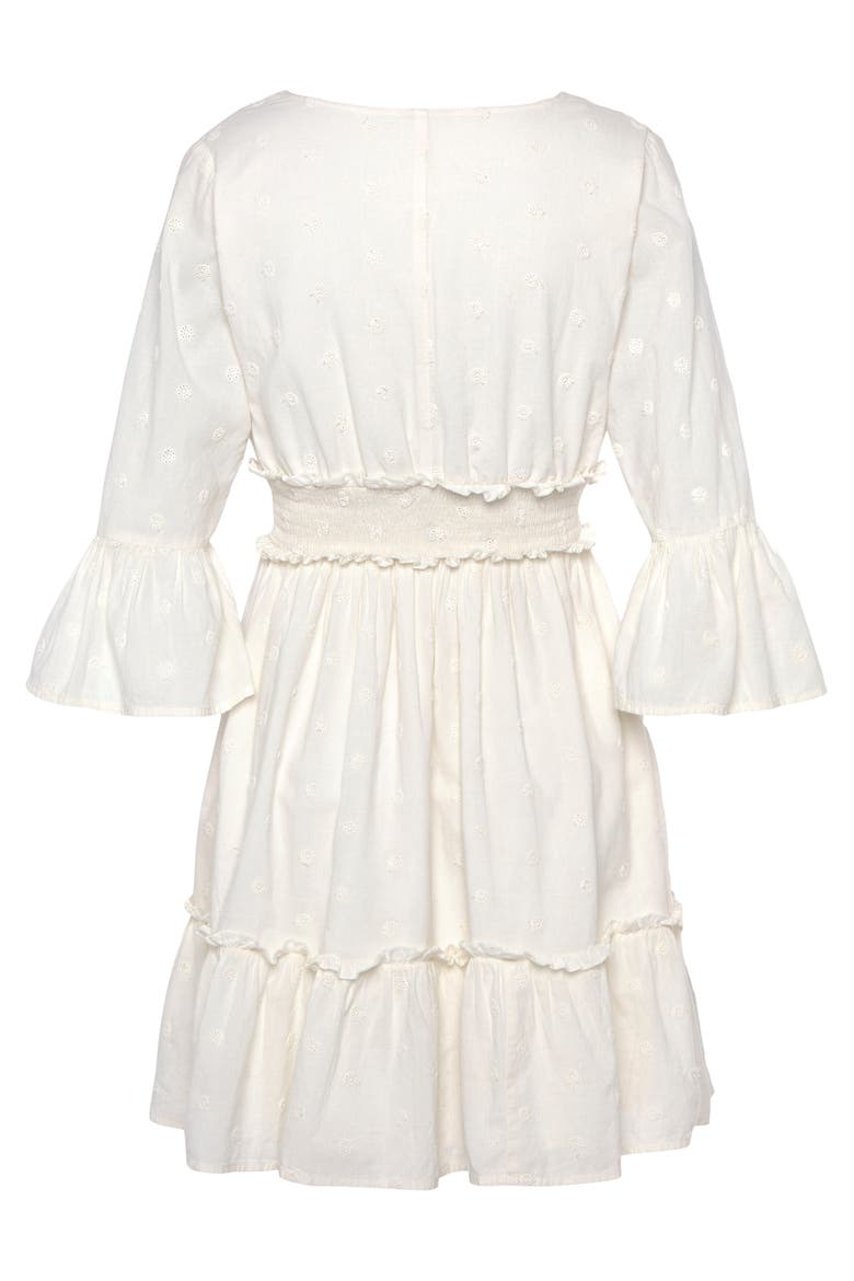Eyelet Detail V-Neck Dress, Alternate, color, White