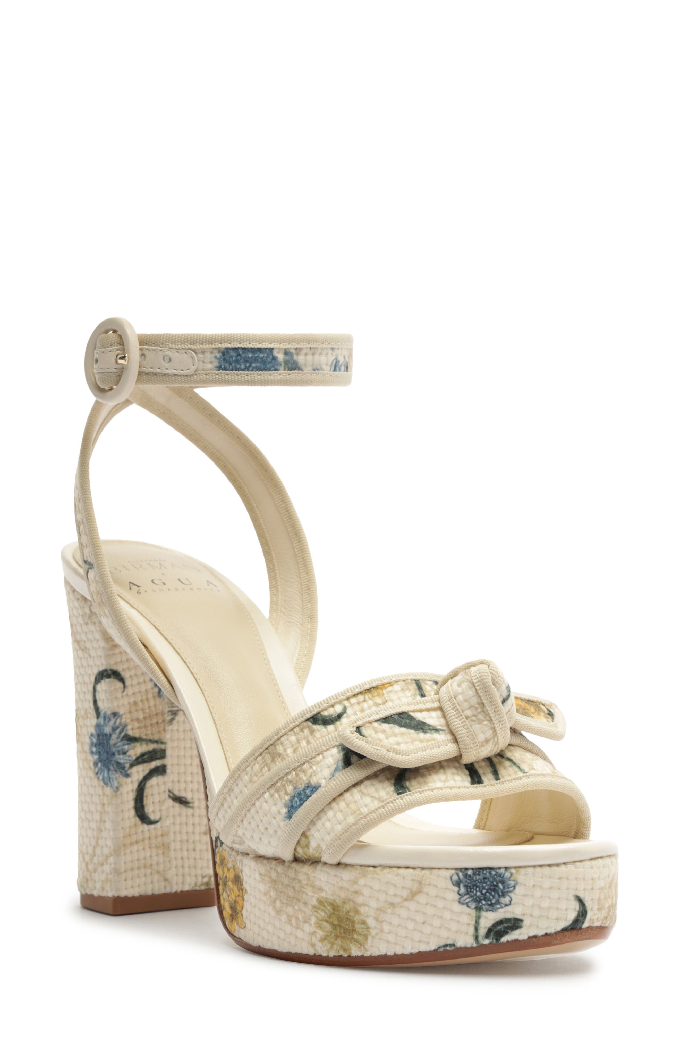 Alexandre Birman x AGUA Floral Bow Platform Sandal, Main, color, 