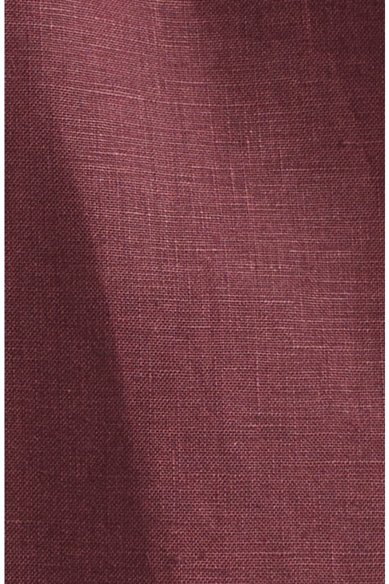 Deep V Linen Button-Up Shirt, Alternate, color, M5039 BROWN DARK VIOLET