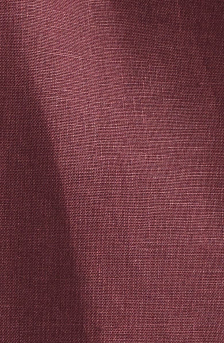 Dolce&Gabbana Deep V Linen Button-Up Shirt, Alternate, color, M5039 Brown Dark Violet