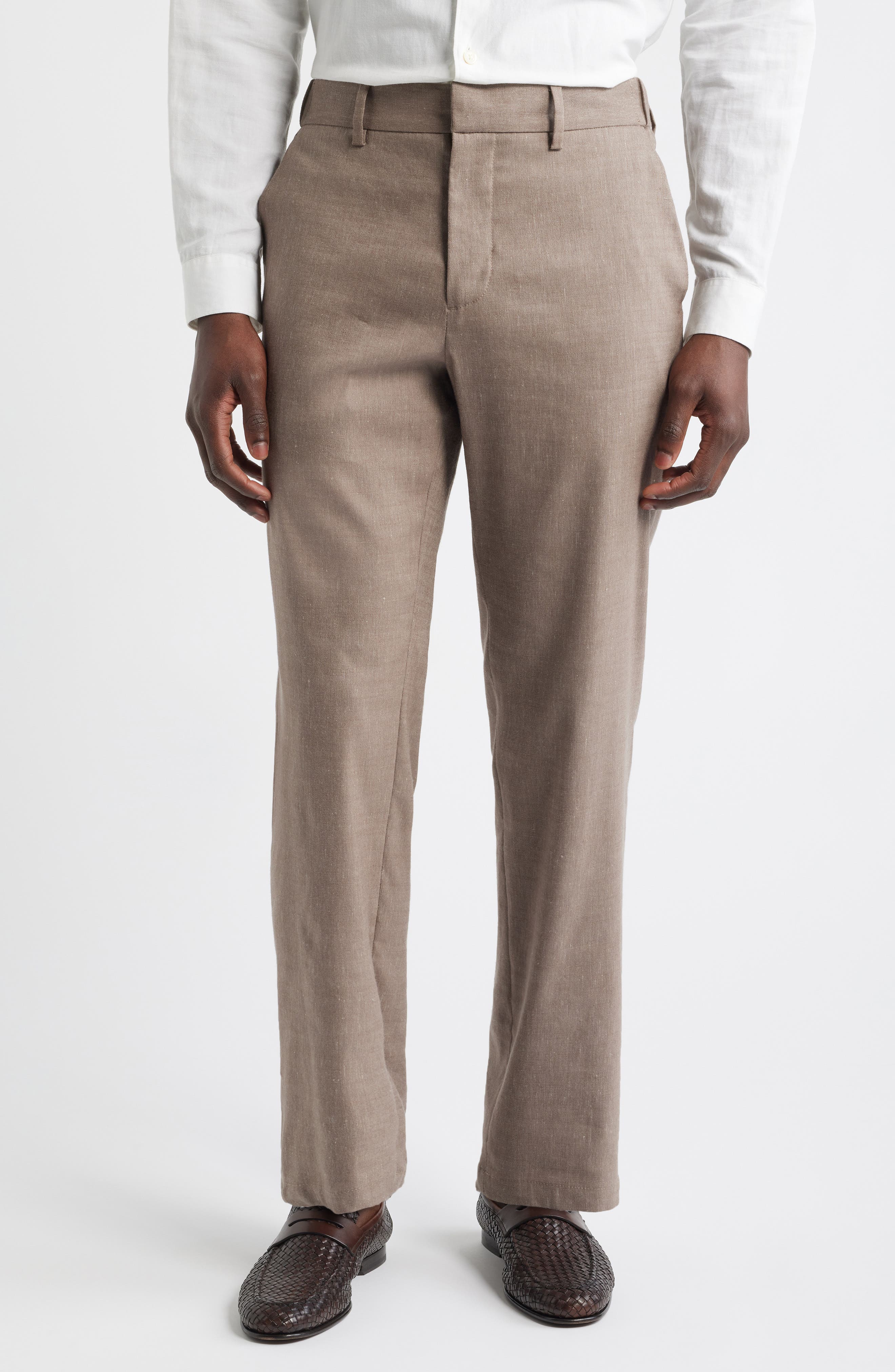 Linen Blend Flat Front Pants - image 3