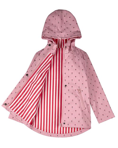 Memoi Lined Raincoat With Attached Storage Pouch In Pink