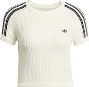 adidas Originals Open Stitch Short Sleeve Crop Sweater