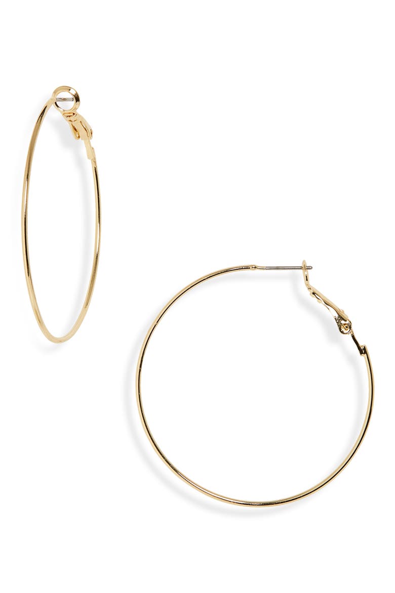 Thin Hoop Earrings, Main, color, GOLD