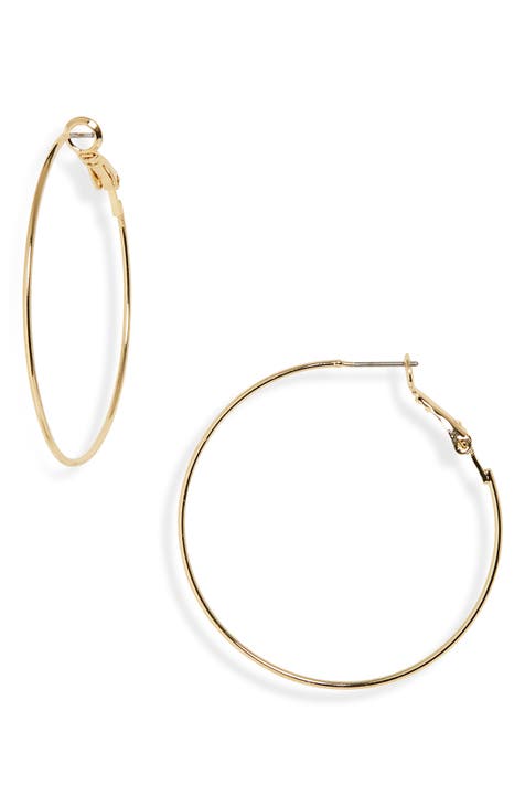 NEW shops NORDSTROM REVOLVE Gold Slim Band Classic Hoops Hoop Earrings Post Jewelry