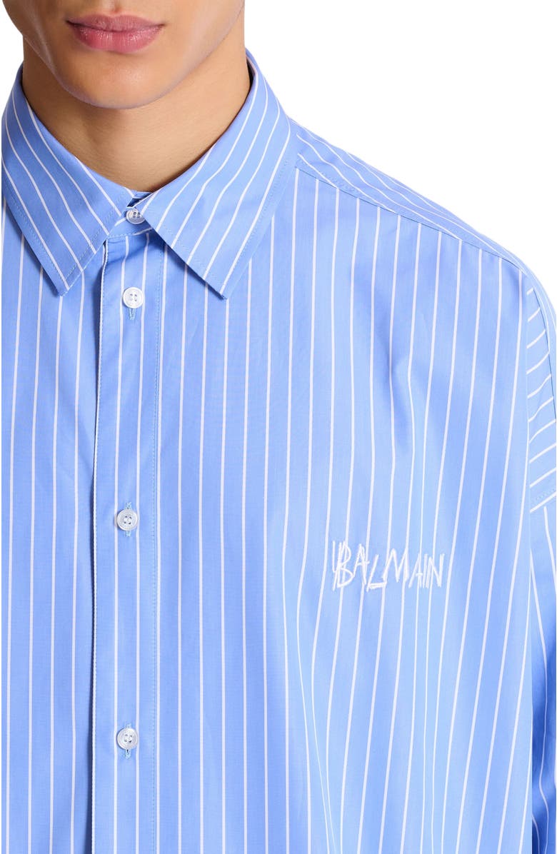 Balmain Relaxed shirt with stripes, Alternate, color, Blue