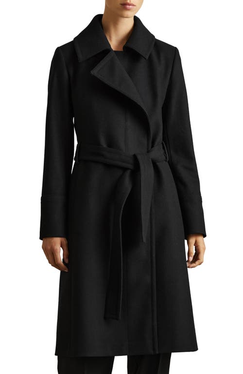 Reiss Rae Belted Cashmere Blend Coat In Black
