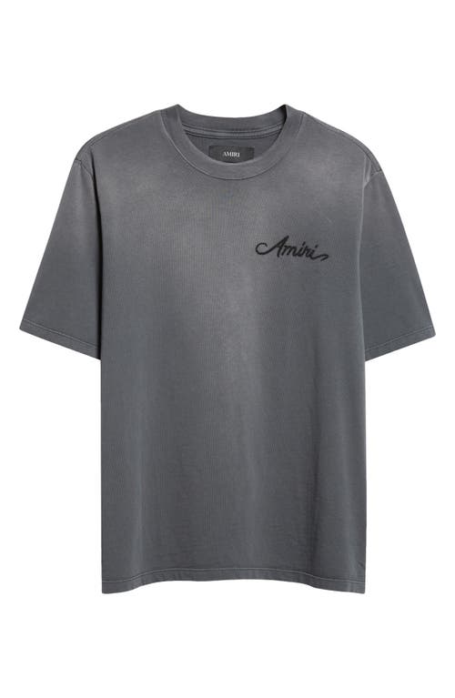 Amiri Men Cotton T-shirt With Embroidery In Black