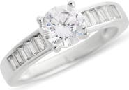 NORDSTROM RACK Baguette Flanked Cubic Zirconia Solitaire Ring