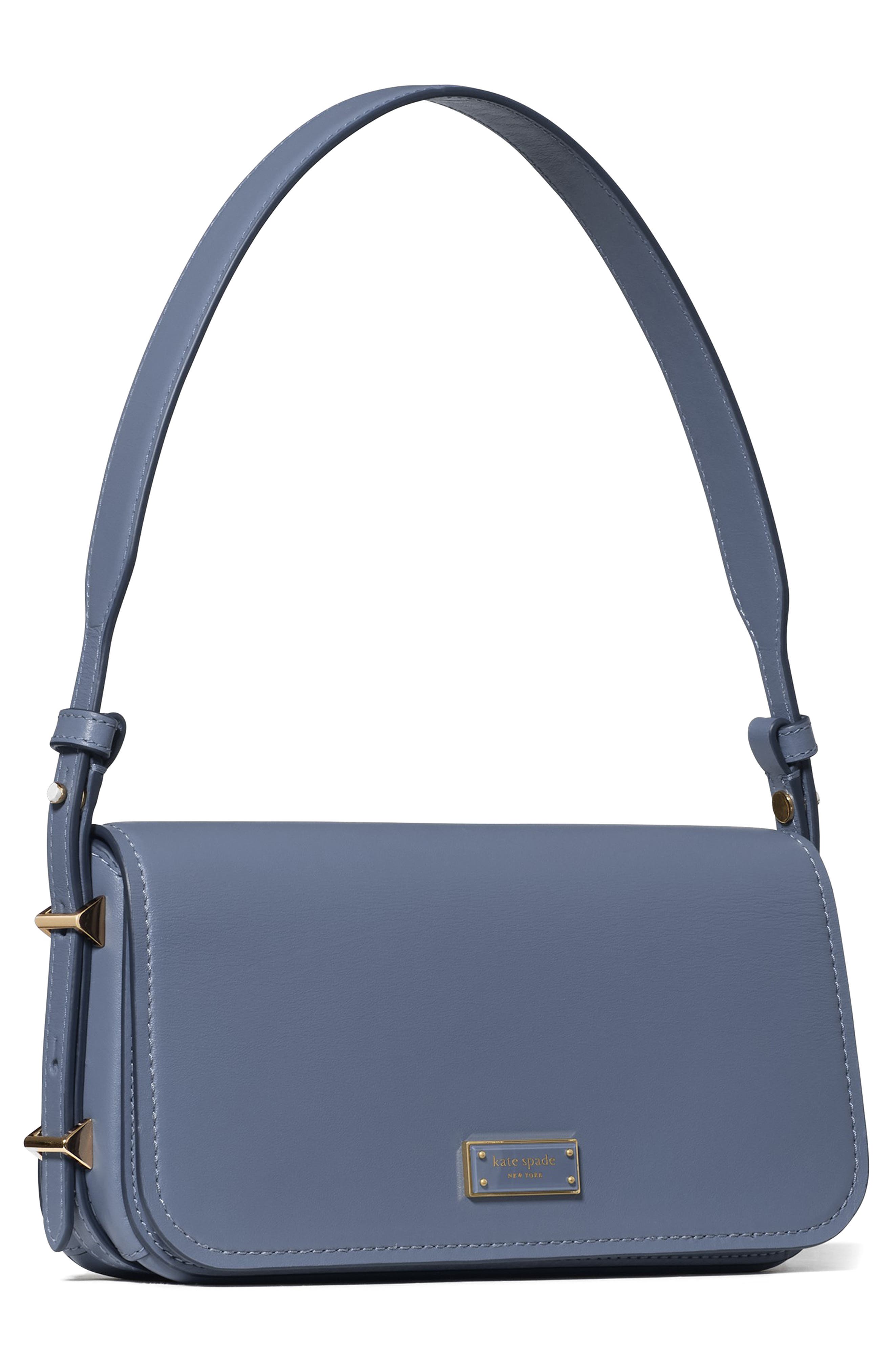 Kate Spade New York small liv leather east/west shoulder bag, Alternate, color, Cinder Grey
