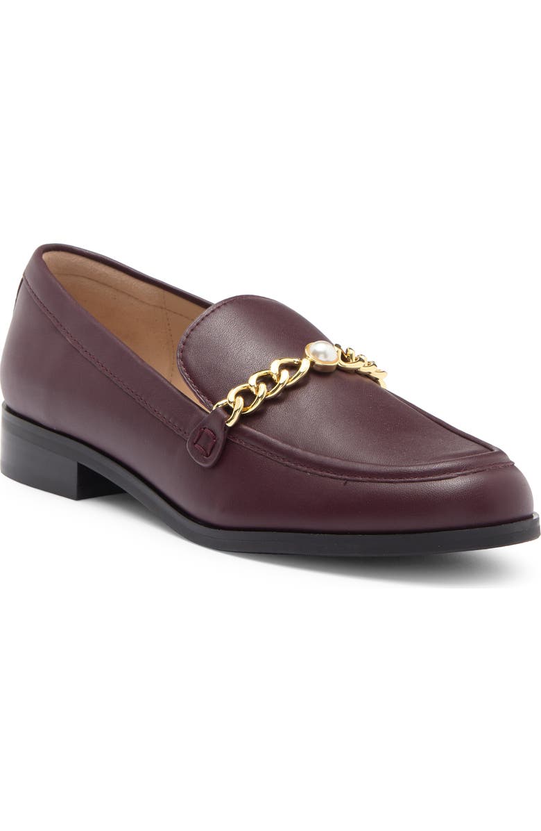 Stuart Weitzman Owen Pearl Chain Loafer, Main, color, Cabernet