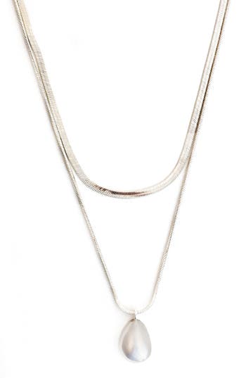 Panacea Layered Teardrop Pendant Necklace In Silver