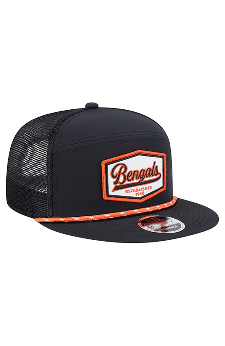 New Era Men's New Era Black Cincinnati Bengals Ripstop Patch 9FIFTY Split Panel Snapback Hat, Alternate, color, 