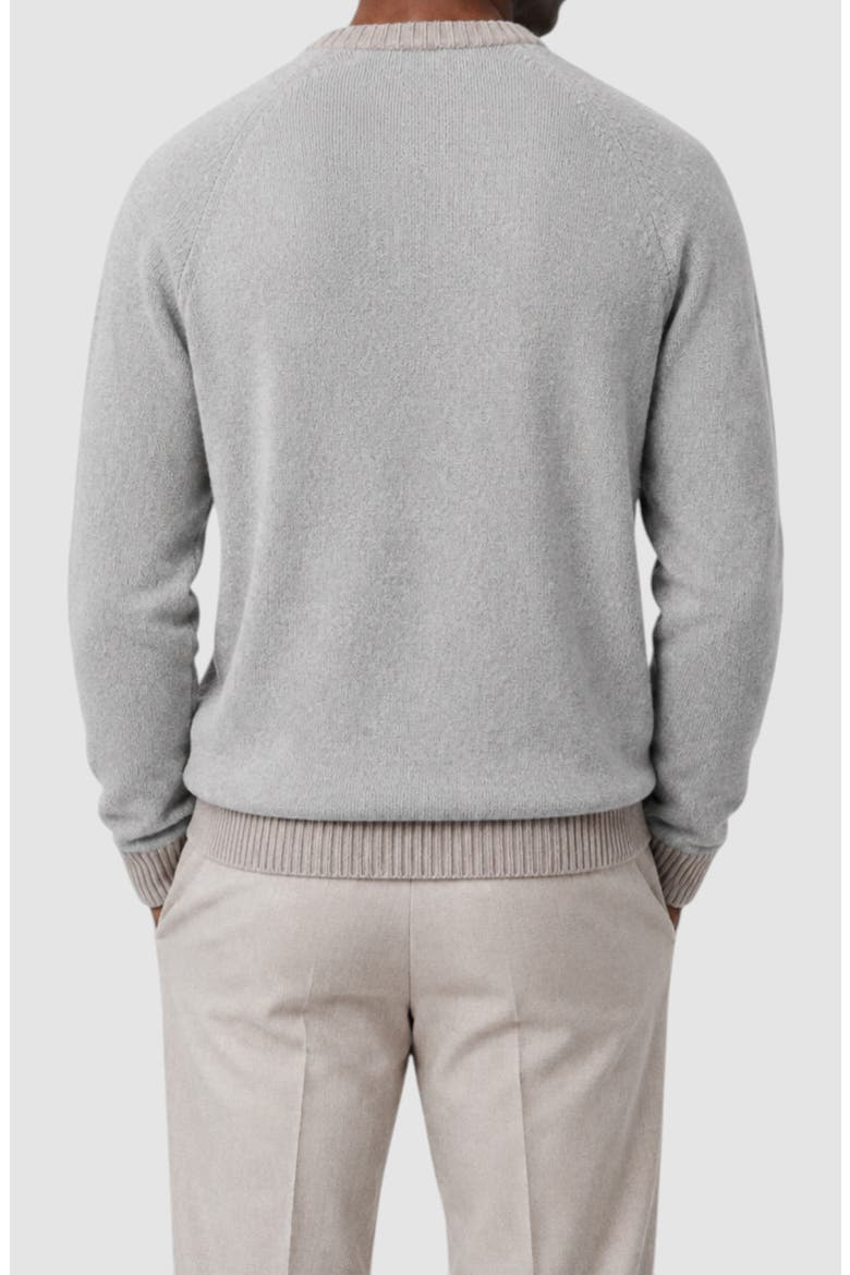 Contrast Crewneck Wool Blend Sweater, Alternate, color, PLATINUM