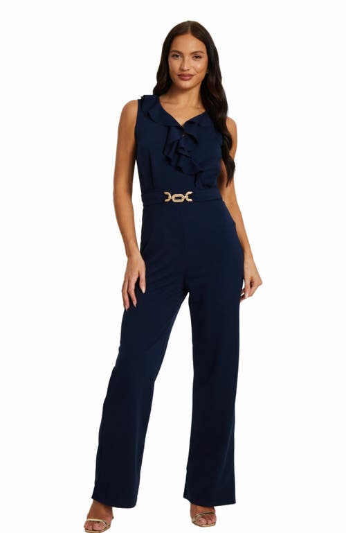 QUIZ Buckle Frill Detail Palazzo Jumpsuit in Navy  product