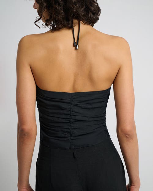 Onia Air Linen Asymmetrical Halter Top In Black
