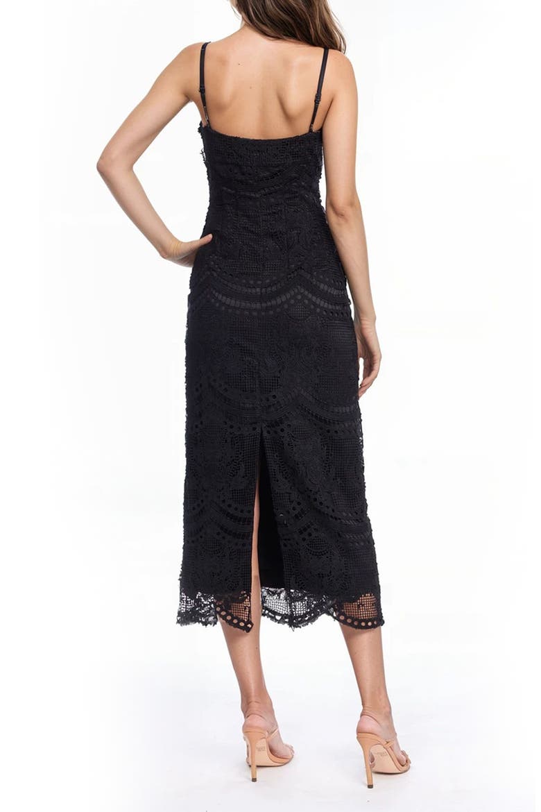 Mixed Lace Cocktail Dress, Alternate, color, BLACK