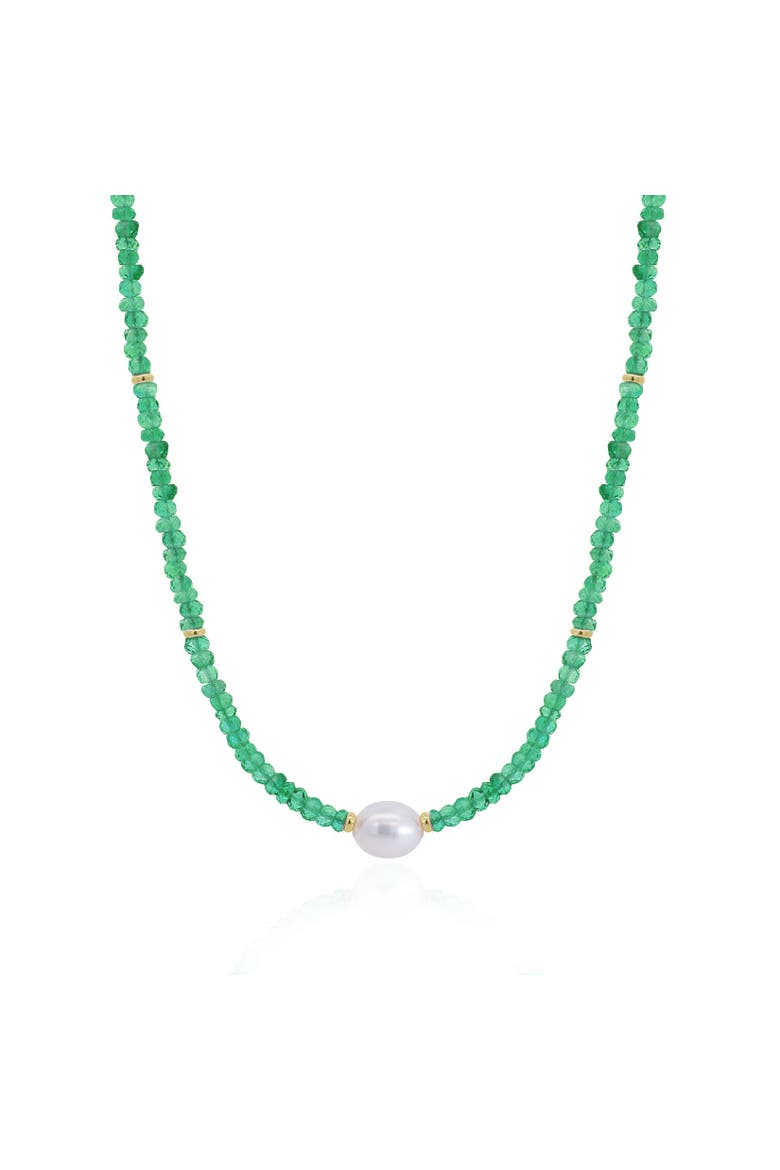 Green Onyx Bead Pearl Necklace, Main, color, Green